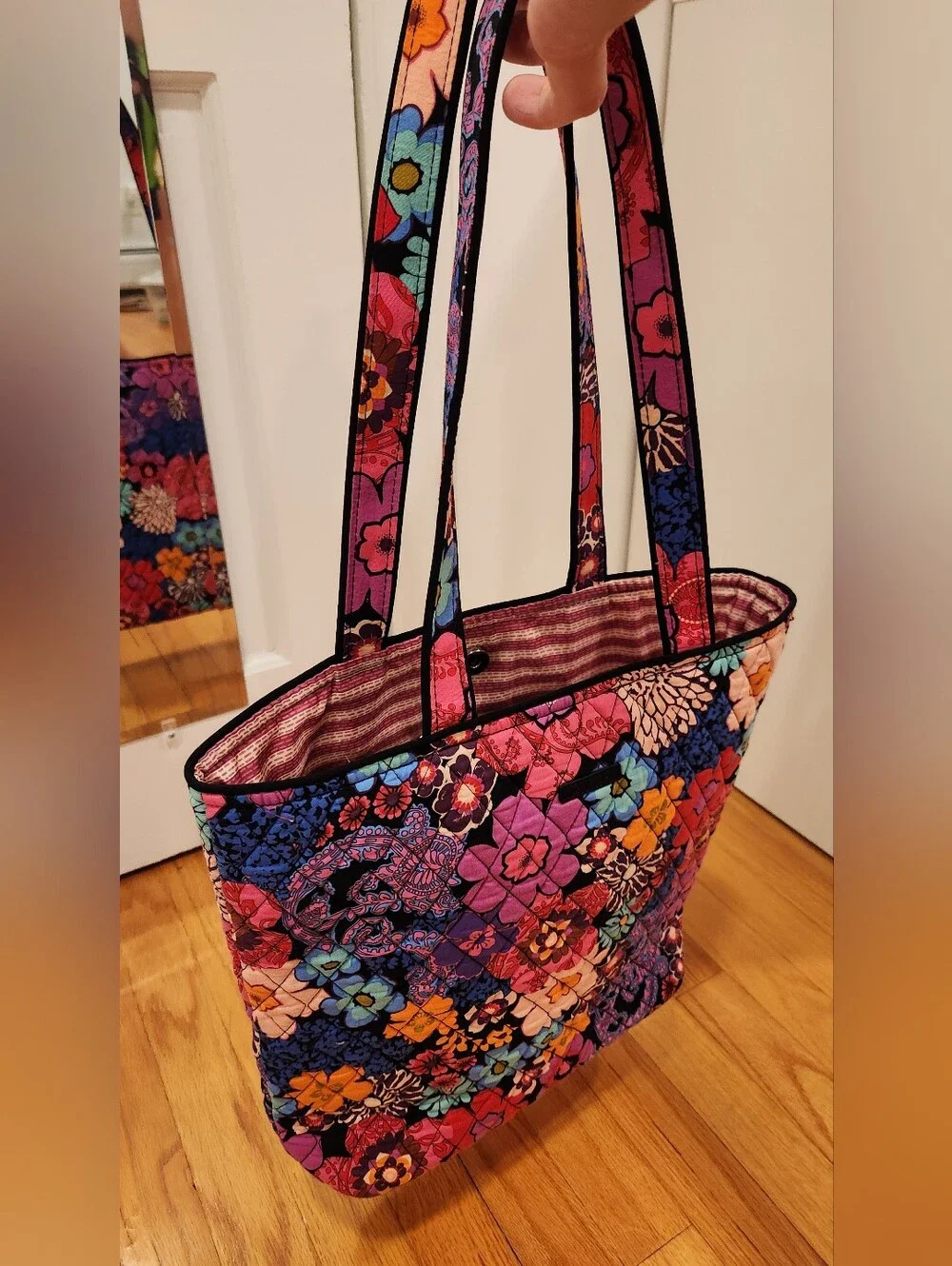 Vera Bradley Quilted Cotton Tote Retired Floral Fiesta Print